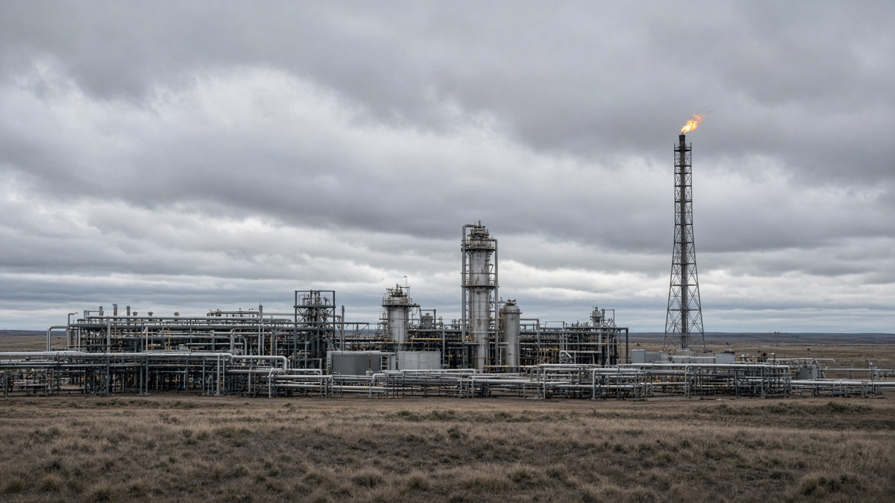 Natural gas processing equipment at a prairie facility