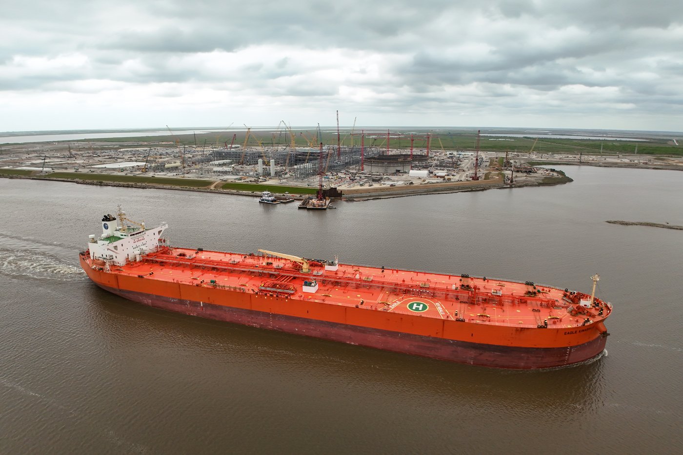 Crude oil tanker at a Gulf Coast dock